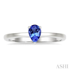 6x4 MM Pear Shape Tanzanite Precious Solitaire Ring in 14K White Gold