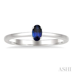 5x3 MM Oval Shape Sapphire Precious Solitaire Ring in 14K White Gold