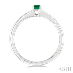 5x3 MM Octagon shape Emerald Precious Solitaire Ring in 14K White Gold