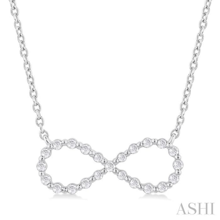 1/8 Ctw Petite Infinity Round Cut Diamond Fashion Pendant With Chain in Sterling Silver