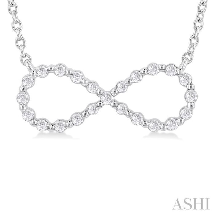 1/8 Ctw Petite Infinity Round Cut Diamond Fashion Pendant With Chain in Sterling Silver