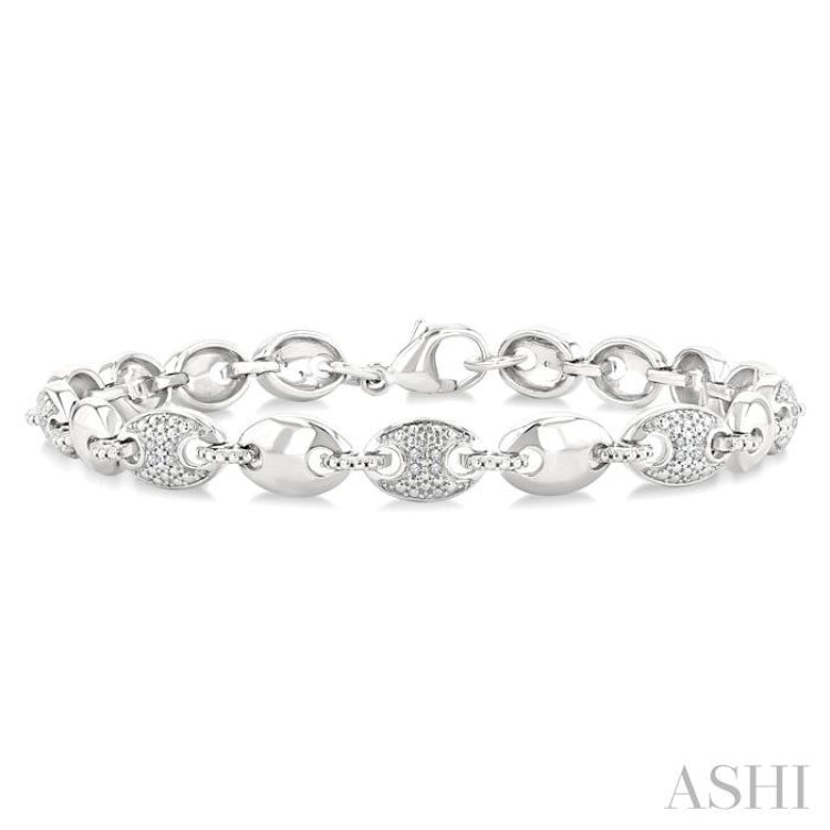 1/10 Ctw Mariner Link Single Cut Diamond Bracelet in Sterling Silver