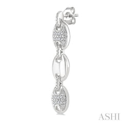 1/10 Ctw Mariner Link Round Cut Diamond Fashion Earrings in Sterling Silver