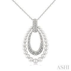 1/10 Ctw Circular Bold Bead Single Cut Diamond Fashion Pendant With Chain in Sterling Silver