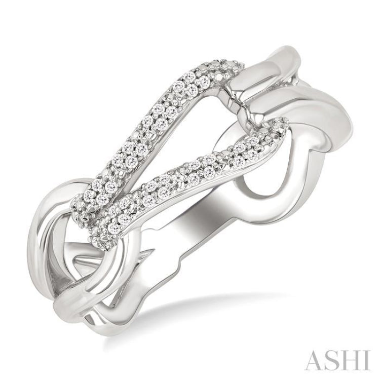 1/10 Ctw Single Cut Diamond Bold Knot Link Fashion Ring in Sterling Silver