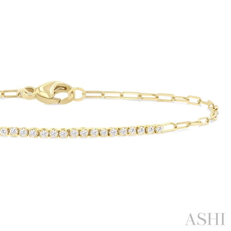 1/4 Ctw Round Cut Diamond Paperclip Chain Bracelet in 14K Yellow Gold