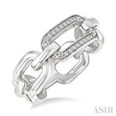 1/20 Ctw Bold Round Cut Diamond Paperclip Ring in Sterling Silver