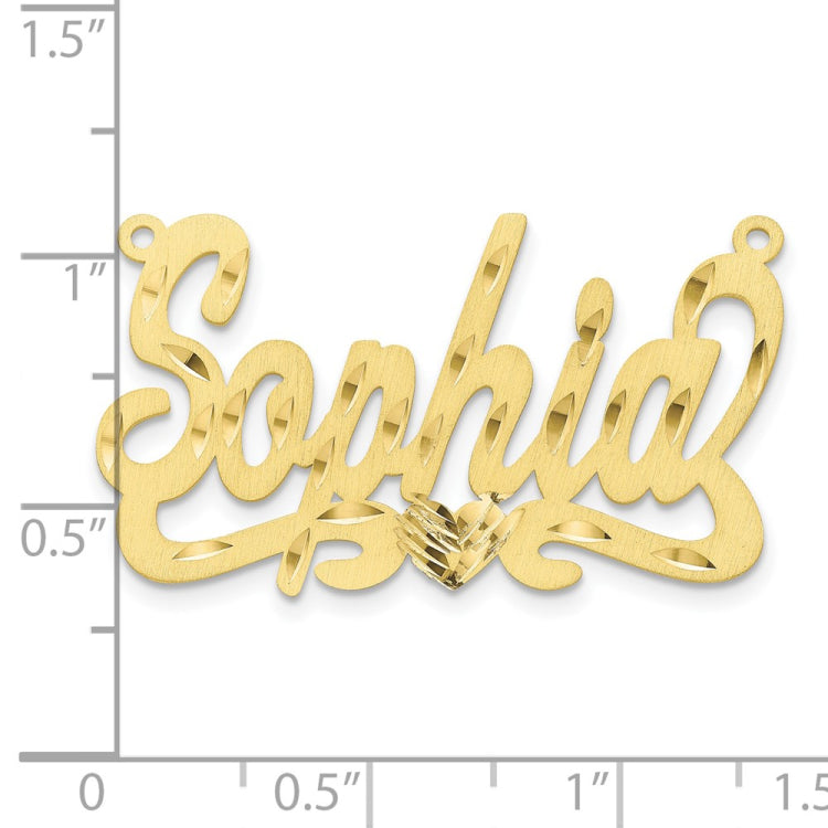 10k Yellow Gold Satin Diamond-cut Name Plate