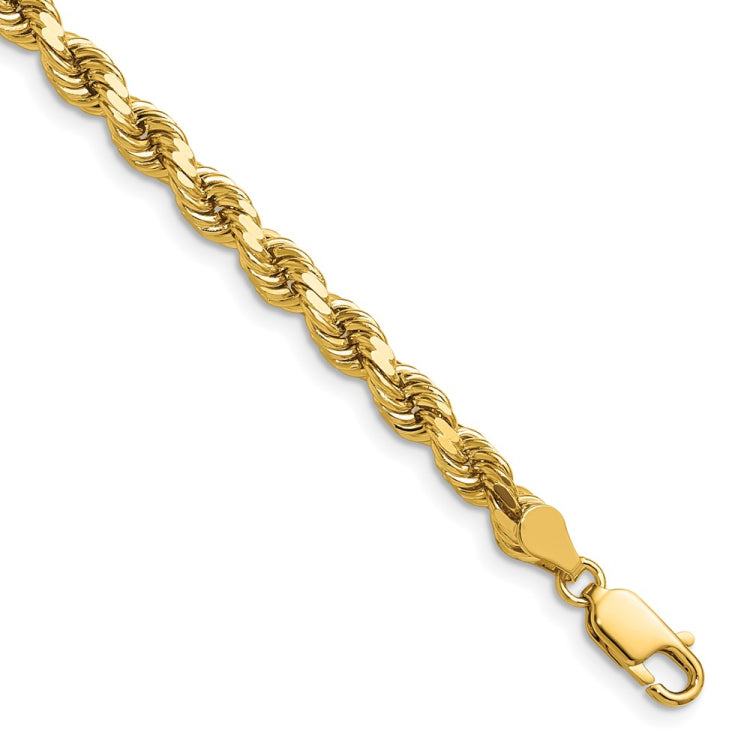 14K 22 inch 4.5mm Diamond-cut Rope with Lobster Clasp Chain