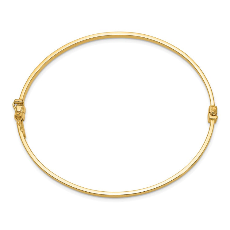 14k Polished 3.00mm Hinged Oval Bangle Bracelet