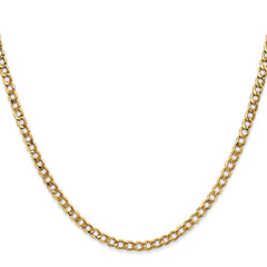 14K 20 inch 3.35mm Semi-Solid Curb with Lobster Clasp Chain