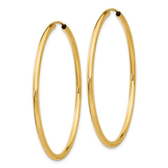 14k 2x45mm Polished Round Endless Tube Hoop Earrings