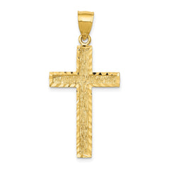 14K Diamond-cut Textured Cross Pendant