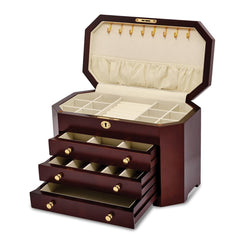 Luxury Giftware by Jere Matte Mahogany Veneer 3-drawer Locking Wooden Jewelry Box