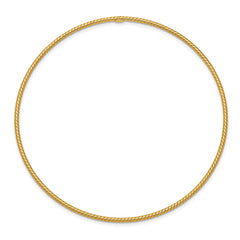 14k Polished Textured Twist 1.50mm Slip-on Round Bangle Bracelet