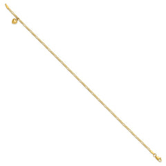 14k Figaro Link Chain with Dangling Puffed Heart 9 inch Anklet