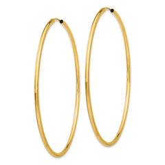 14k 2x65mm Polished Round Endless Tube Hoop Earrings