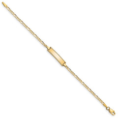 14k Polished Solid Chain/Solid Plate Figaro Link 18.5x5mm Plate 6 inch Baby/Child ID Bracelet