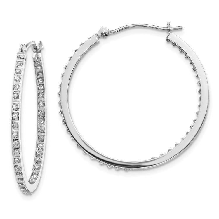 14k WG Diamond Fascination Dia. Dust/Accent Hoop Earrings