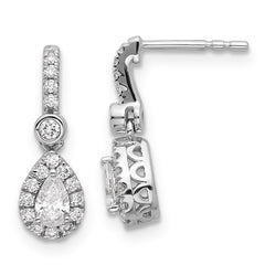 14k White Gold 5/8 carat Lab Grown Diamond VS+ F+ Complete Pear Dangle Post Earrings