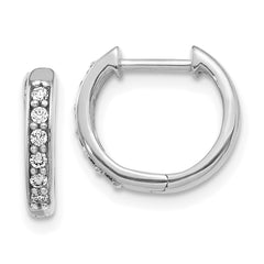 14k White Gold 1/8 carat Diamond Hinged Hoop Earrings