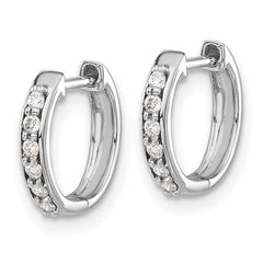 14k White Gold 1/8 carat Diamond Hinged Hoop Earrings