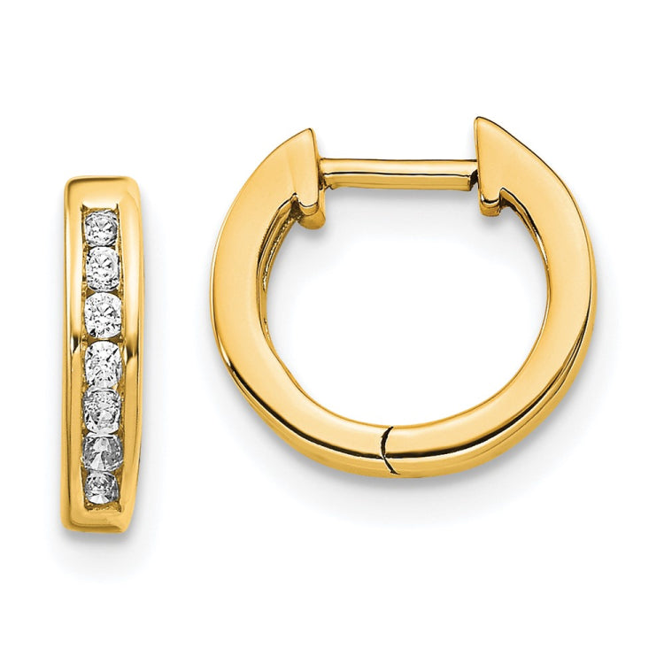 14k 1/10 carat Diamond Channel-set Hinged Hoop Earrings