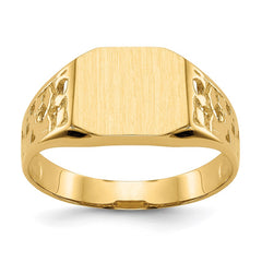 14k 10.5x9.0mm Open Back Mens Signet Ring