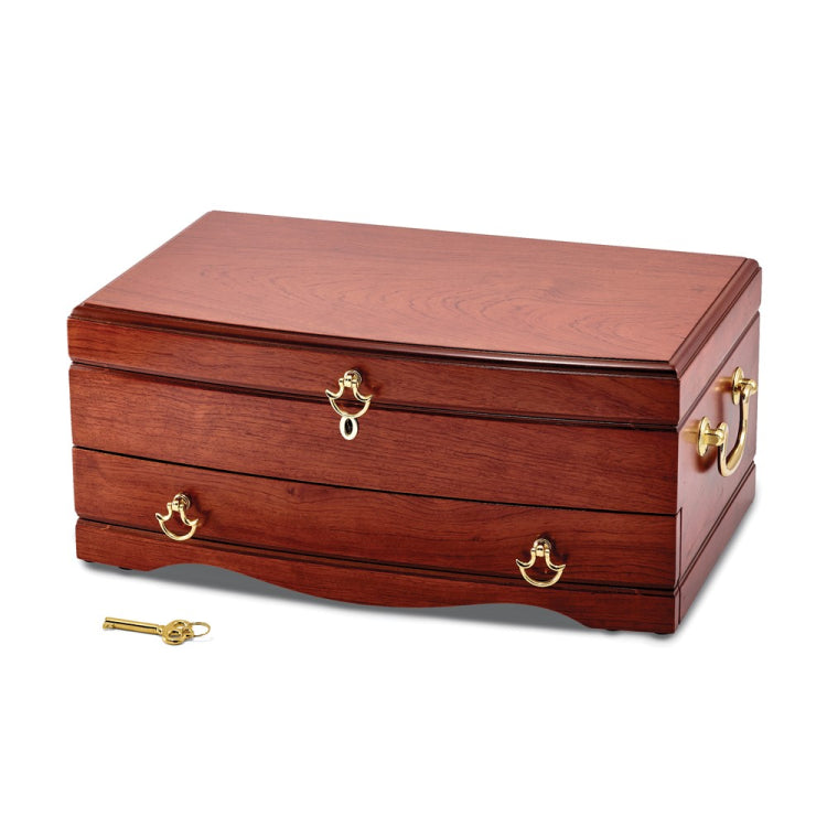 Luxury Giftware by Jere Matte Cherry Finish Bubinga Veneer 1-drawer Locking Wooden Jewelry Chest