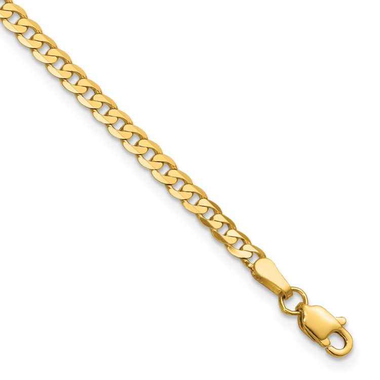 14K 7 inch 2.9mm Flat Beveled Curb with Lobster Clasp Bracelet