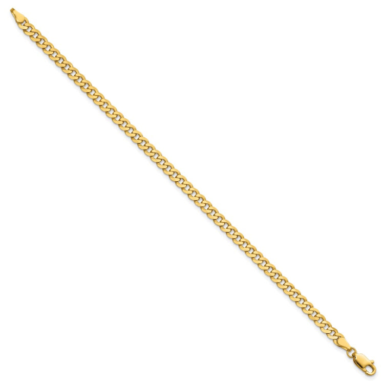 14K 7 inch 3.9mm Flat Beveled Curb with Lobster Clasp Bracelet