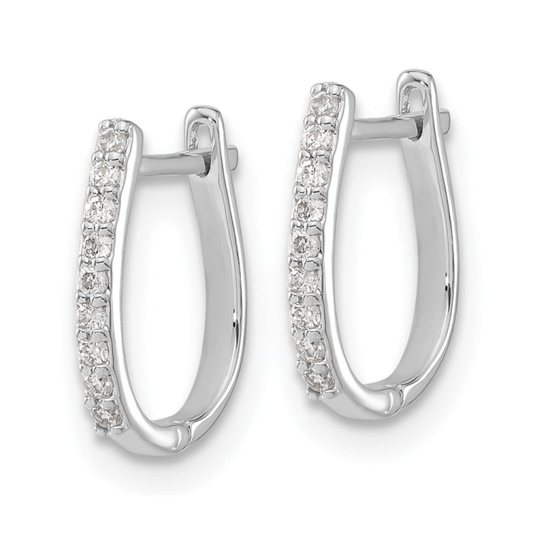 14k White Gold 1/10 carat Diamond Hinged Hoop Earrings