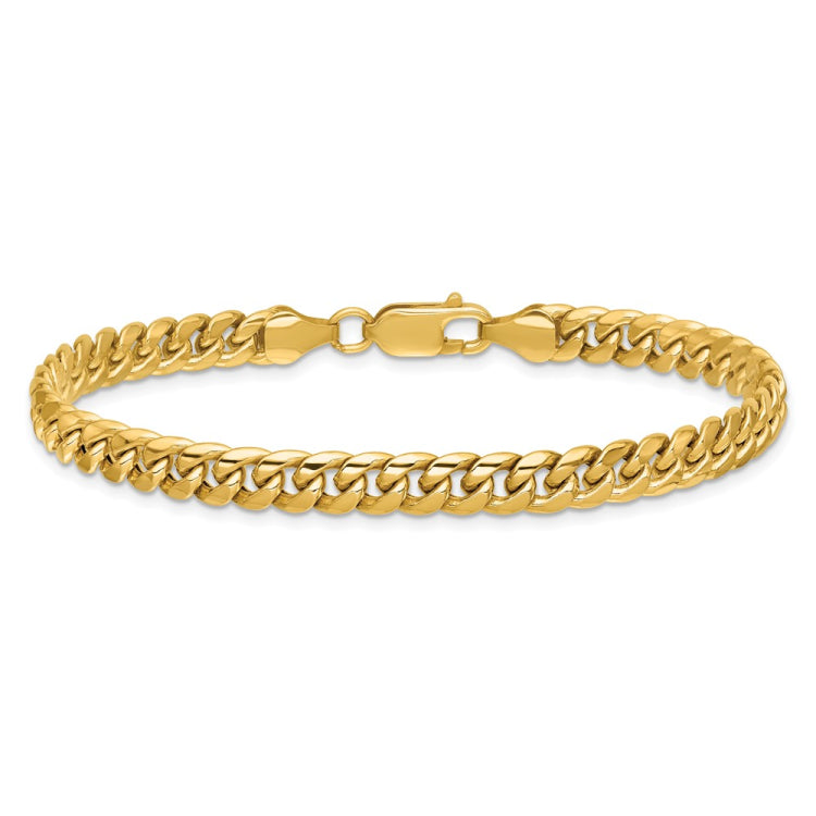 14K 8 inch 6mm Semi-Solid Miami Cuban with Lobster Clasp Bracelet