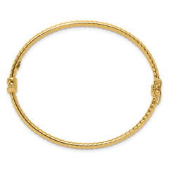 14K Polished and Textured 3.00mm Hinged Oval Bangle Bracelet