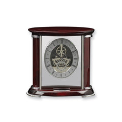 Luxembourg Rosewood Finish and Chrome Trim Skeleton Dial Mantel Clock