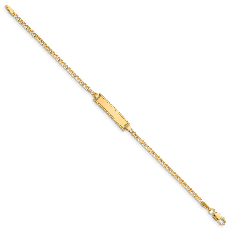 14k Polished Solid Chain/Solid Plate Curb Link 18.5x5mm Plate 6 inch Baby/Child ID Bracelet