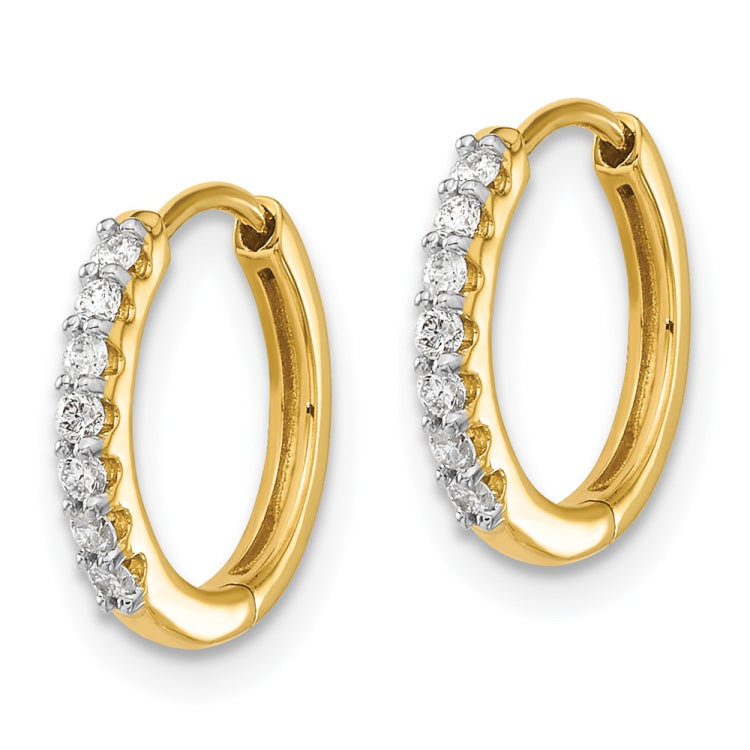 14k 1/6 carat Diamond Hinged Hoop Earrings