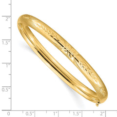 14k 4/16 Florentine Engraved 6.00mm Hinged Round Bangle Bracelet
