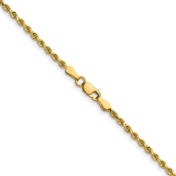 14K 22 inch 2mm Diamond-cut Rope with Lobster Clasp Chain