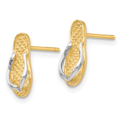 14K and White Rhodium Flip-Flop Post Earrings
