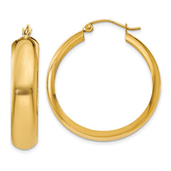 14K 7x33mm Polished Hoop Earrings