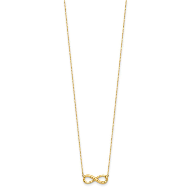 14k Polished Infinity Symbol 16.5 inch Necklace Plus 1 inch Extender