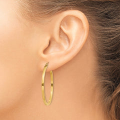 14k 2x35mm Square Tube Hoop Earrings