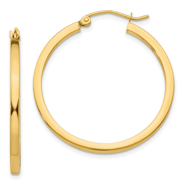 14k 2x30mm Square Tube Hoop Earrings