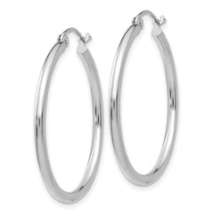 14k White Gold 2x30mm Polished Lightweight Tube Hoop Earrings