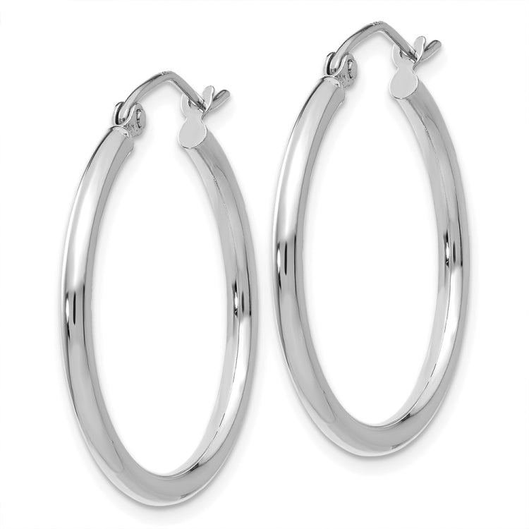14k White Gold 2x25mm Polished Tube Hoop Earrings
