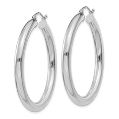 14K White Gold 4x40mm Polished Lightweight Tube Hoop Earrings