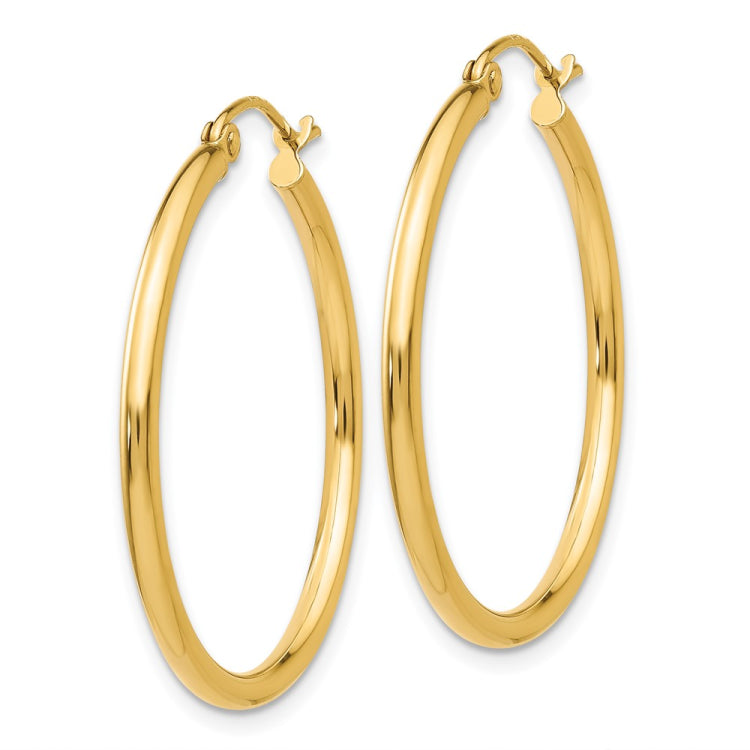 14k 2x30mm Polished Lightweight Tube Hoop Earrings