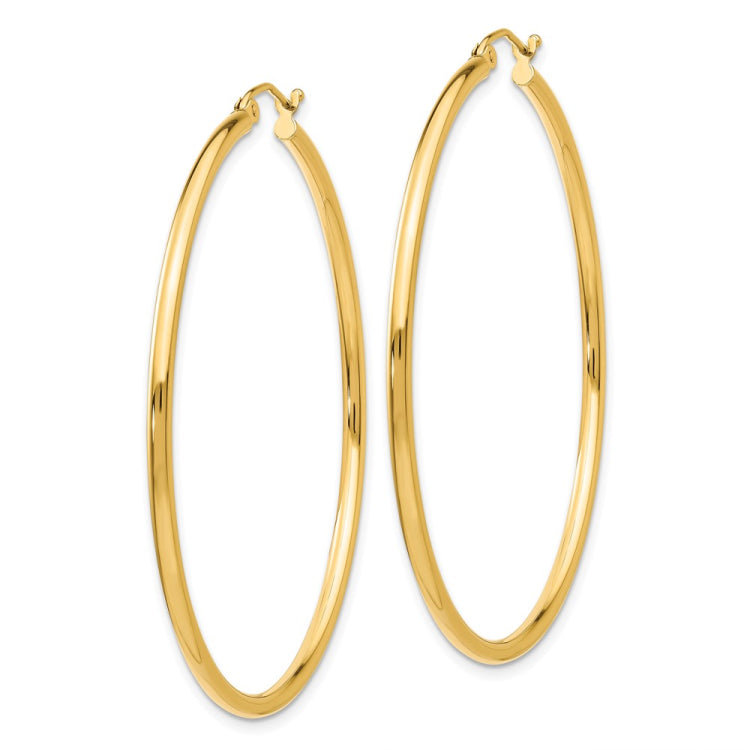 14k 2x50mm Polished Tube Hoop Earrings