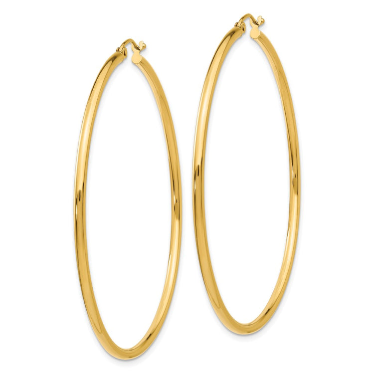 14k 2x55mm Polished Tube Hoop Earrings